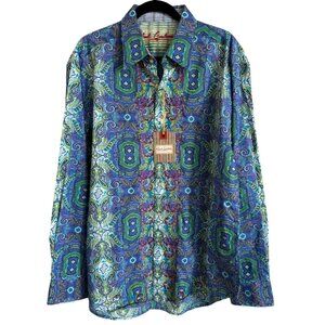 NWT Robert Graham Lorient Paisley Embroidered Rare Button Up Long Sleeve Shirt M